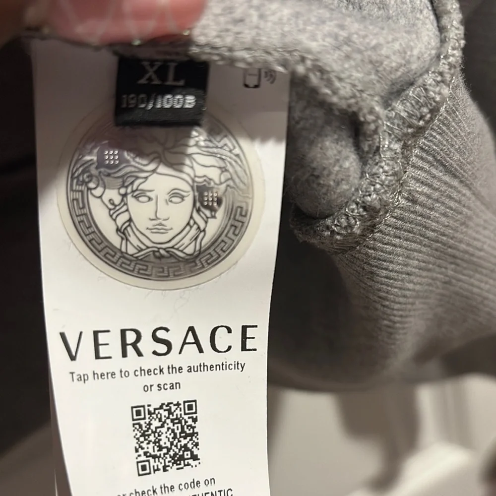 Versace Gray Crewneck Sweater with Greek Key Pattern - Picture 5 of 8